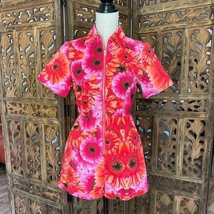 Floral Pink and Red Romper